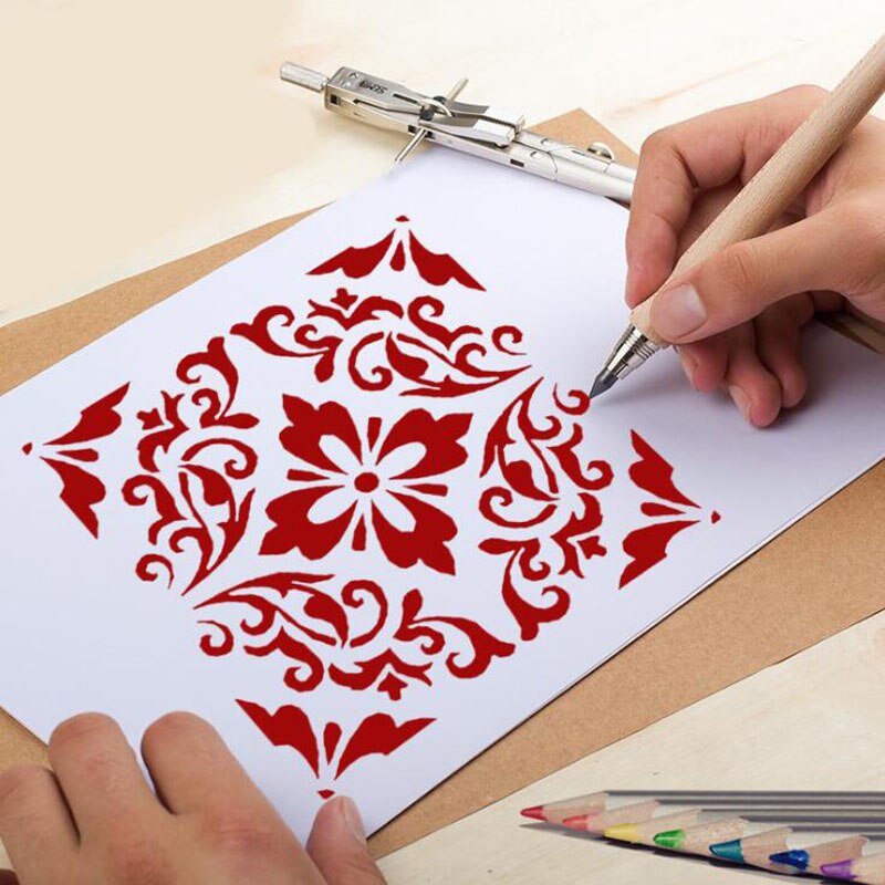 1pc Theme Drawing Lace Ruler Stencil Bullet Journal Painting Template Cake Spray Pattern West Point Decor Office School Supplies: purple