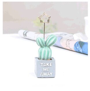 Cactus plant resin plant photo clip desktop message postcard post it note holder business card holder: C