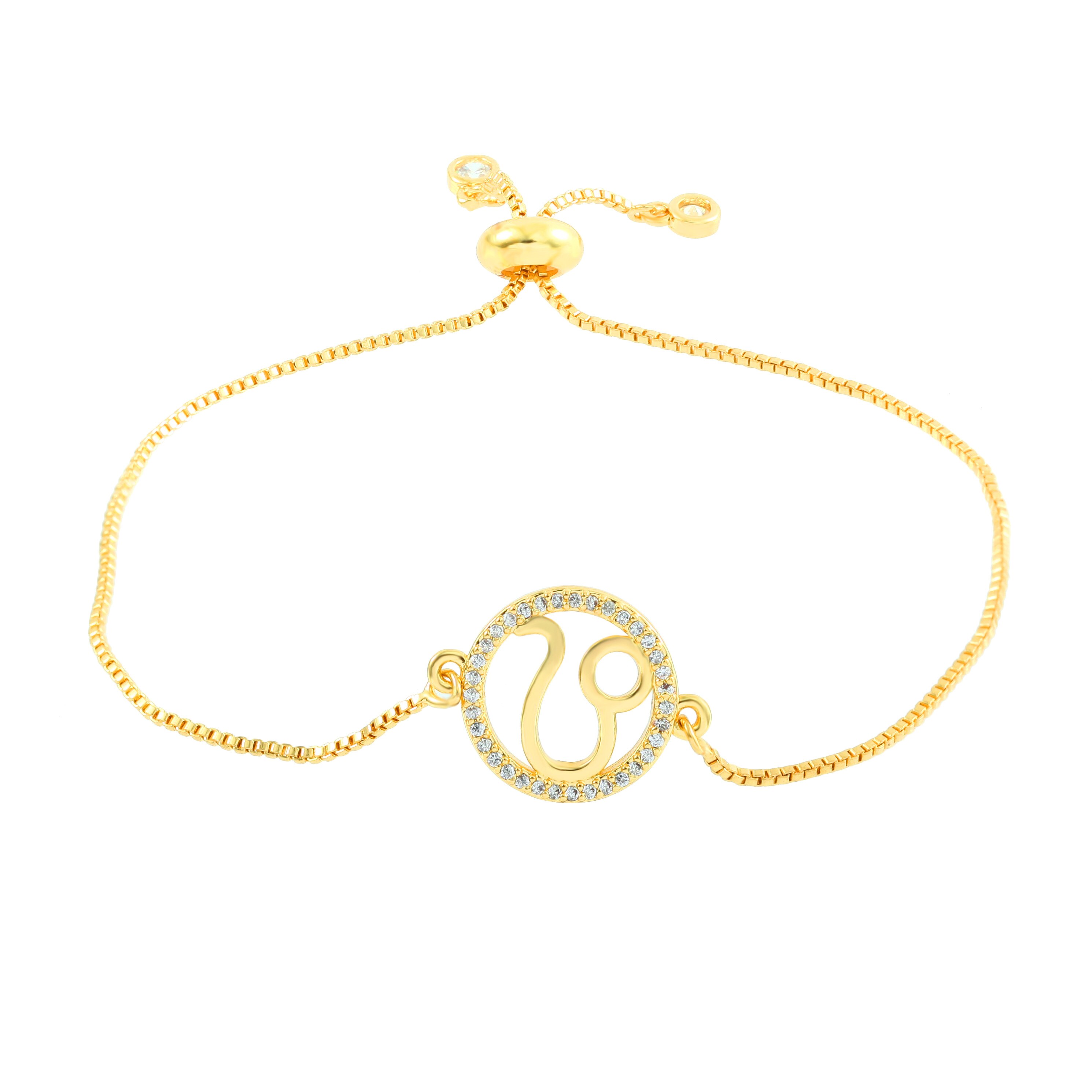 12 Constellation Zodiac Sign Gold bracelet chain Bracelet Leo Cancer Virgo Pisces Zircon Jewelry Women's Bracelet Christmas