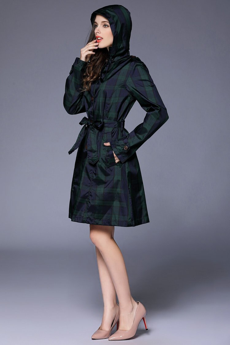 Waterproof raincoat women Jacket Outdoor Windproof Poncho Outwear Impermeable Hoodies lattice Raincoat lady Rain Coat Rainy