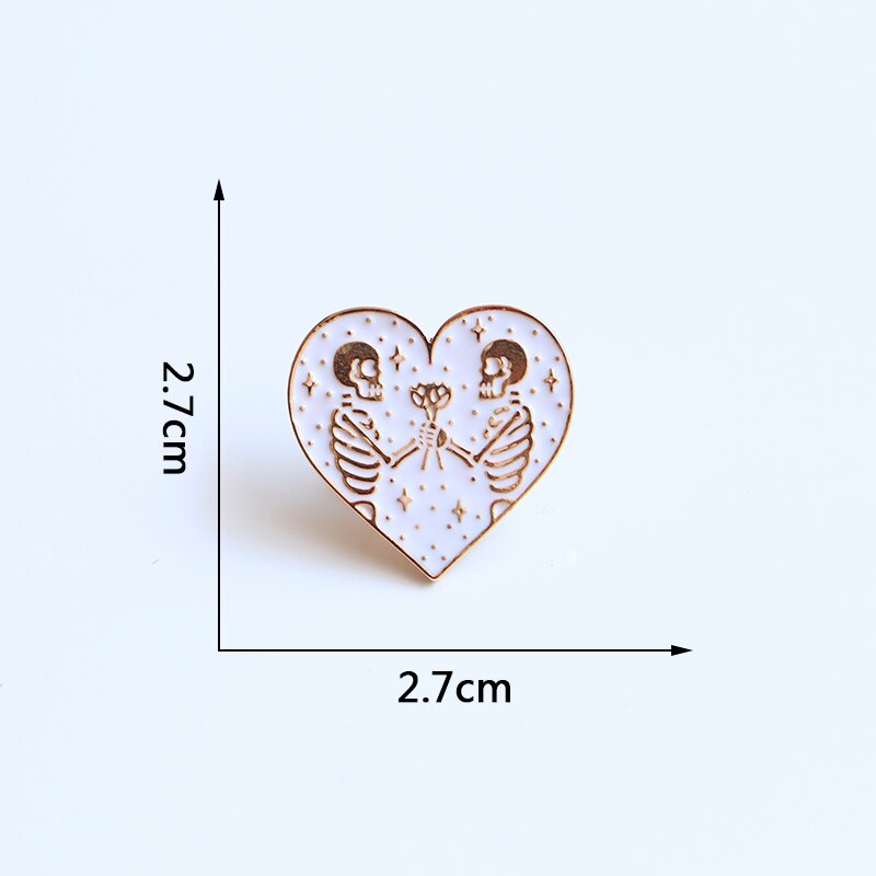 Schedel Bloem Broches Gouden Lijnen Hart Emaille Pin Voor Jongens Meisjes Revers Pin Hoed/Zak Pins Denim Jas Vrouwen broche Badge SC4516