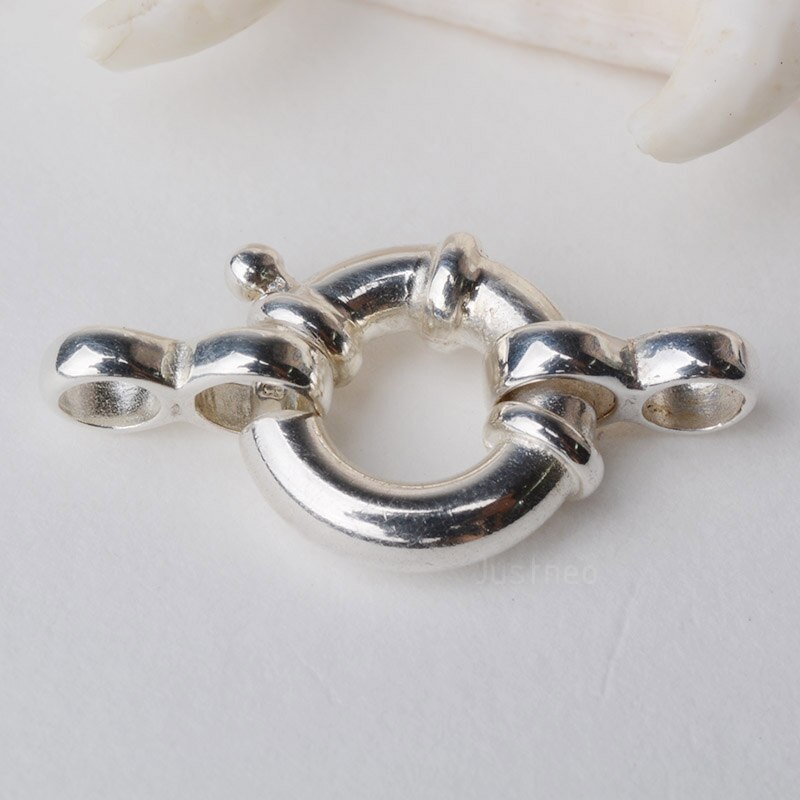 Sluiting, 10mm 1-strand solid 925 sterling zilveren ketting sluitingen, springring nautische sluiting met beweegbare ring voor ketting/armband