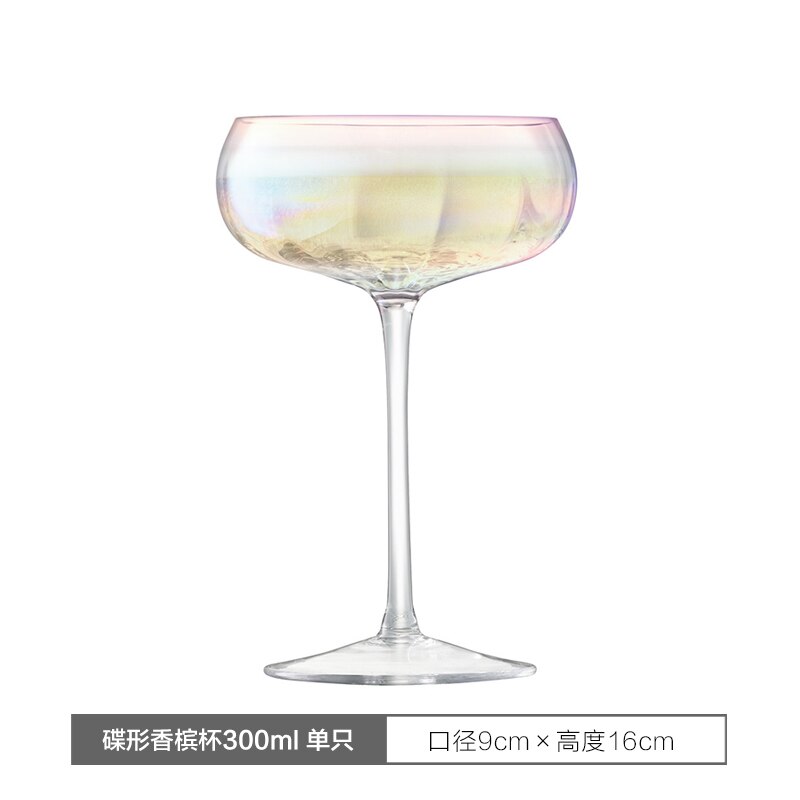 Luxury Lead free Glass cup handmade rainbow Goblet Cocktail glasses wine glass champagne glasses wedding glasses: 1pcs  300ml