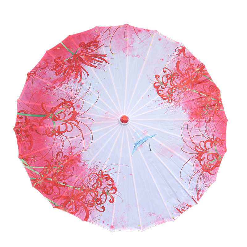 Ancient Style Printed Silk Fabric Tassel Umbrella Decoration Oil Paper Umbrella Hanfu Umbrella Classical Sun Protection Parasol