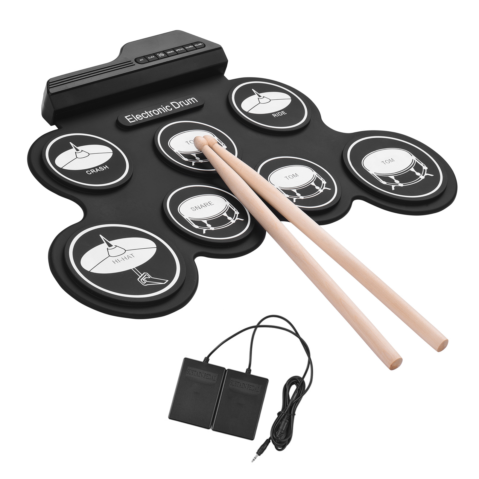 Elektronische Drumstel Usb Roll-Up Siliconen Drums Pad Digitaal Opvouwbaar Elektrisch Draagbaar Compact Formaat Kit Hand Oefenen Met Pedaal
