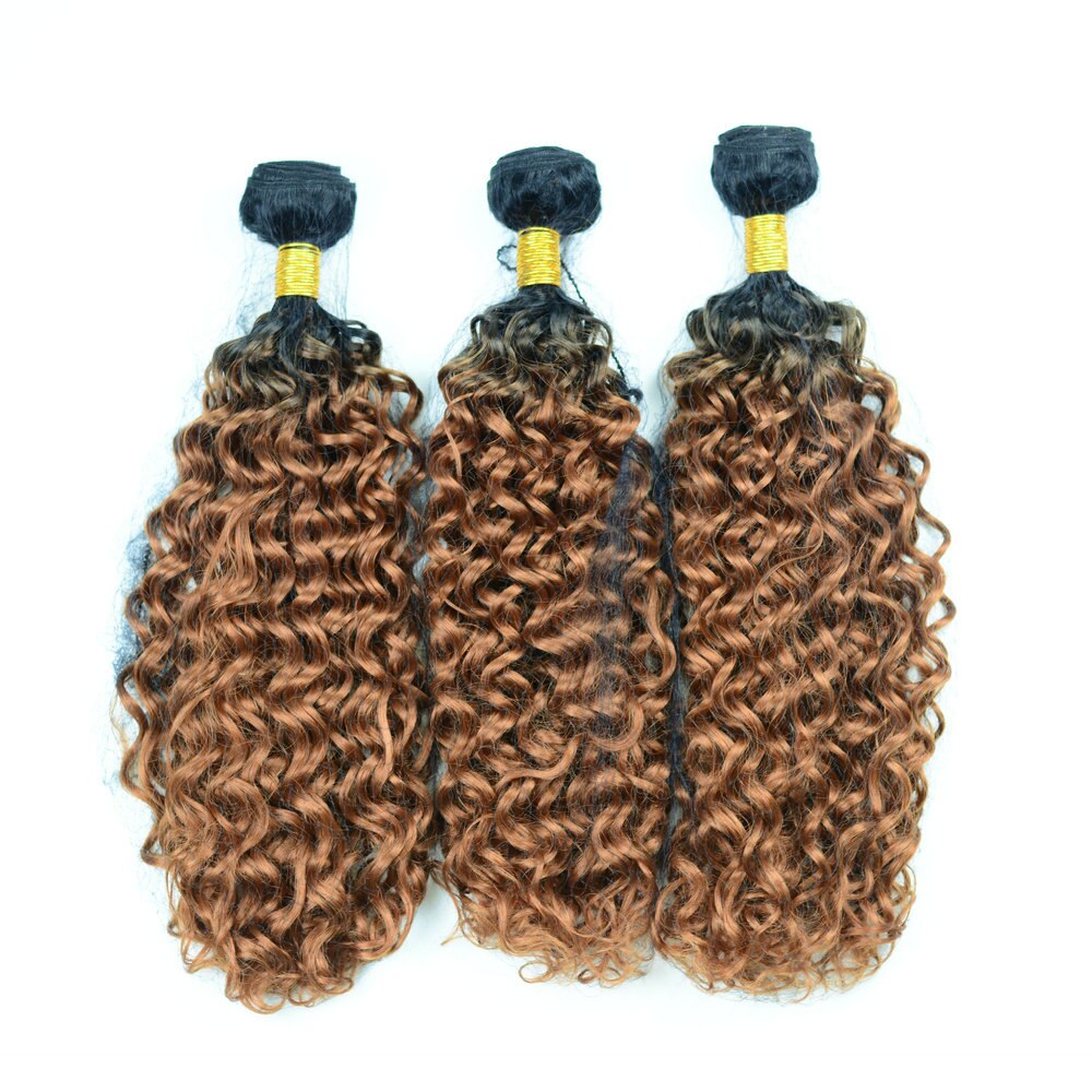 Adorable tissage synthétique ondulé T1b30 en Fiber résistante à la chaleur, mèches de cheveux bouclés Jerry, couleur brun foncé ombré, 100g