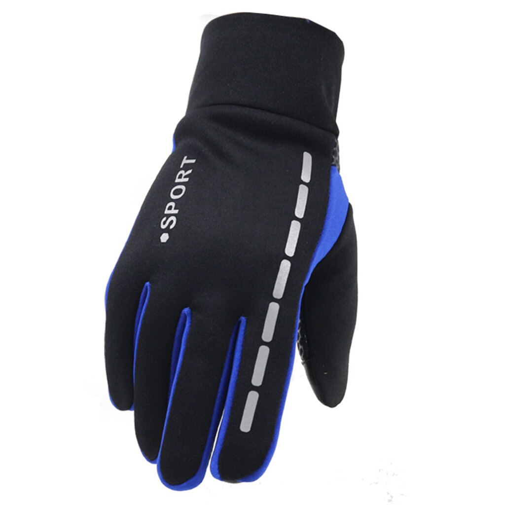 Sagace Handschoenen Heren Winter Koude-Proof Waterdichte Handschoenen Met Elastische Cuffcycling Pluis Warme Handschoenen Koud Weer Winddicht Handschoenen: Blue