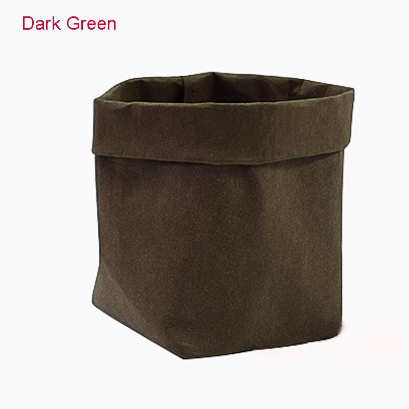 Flower Pot Kraft Paper Washable Plants Vegetable Grow Bag Succulent Planter Flowerpot Desktop Organizer Storage Bag 35: Dark Green / 8 x 8 x 15cm