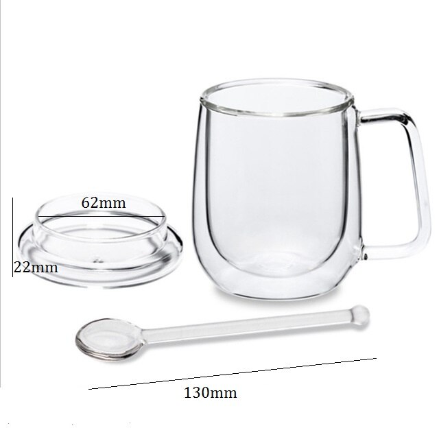 Taza de café de vidrio transparente de doble fondo, vaso de vidrio resistente al calor para leche y té: I