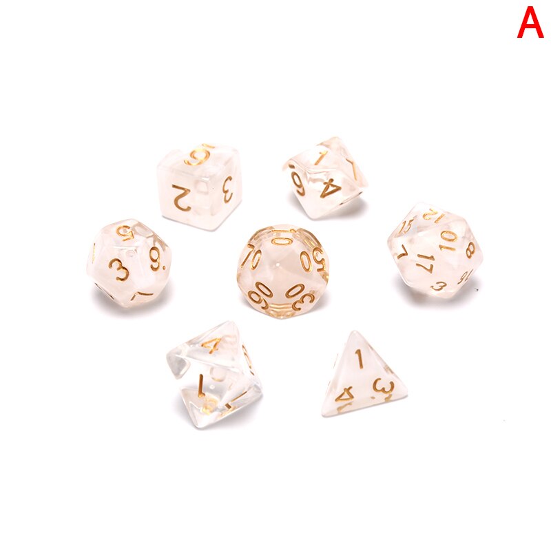 7 Stks/set Transparant Acryl Dobbelstenen Set Multicolor 4, 6, 8, 10, 12, 20 Zijdige Dobbelstenen Trpg Game Liefhebbers Spelen Games: A