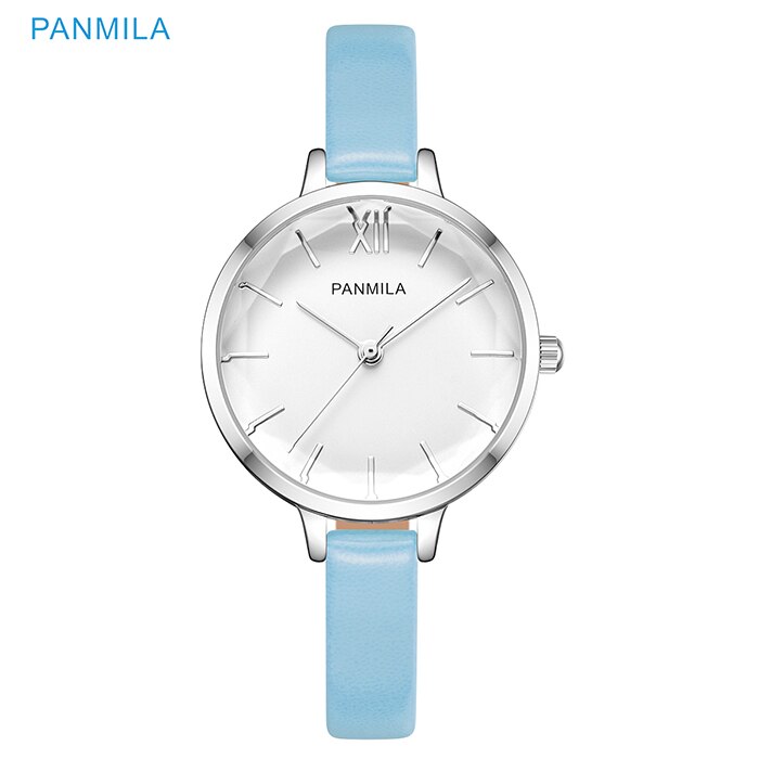 Klassiske hvide dameure enkel stor urskive quartz ur dame læder vandtæt kjole armbåndsur ur relogio feminino: Blå ur
