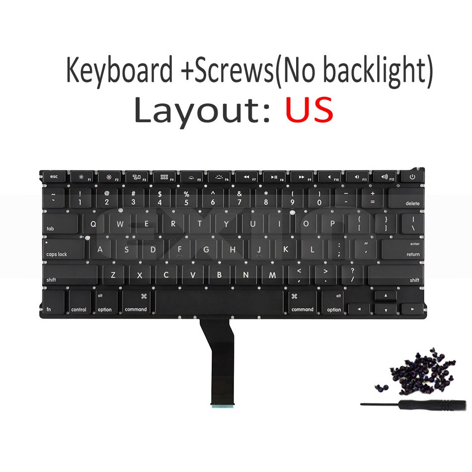 para Apple Macbook Air 13 "A1369 A1466 teclado EE. UU. Teclados ingleses con retroiluminación de años: Black