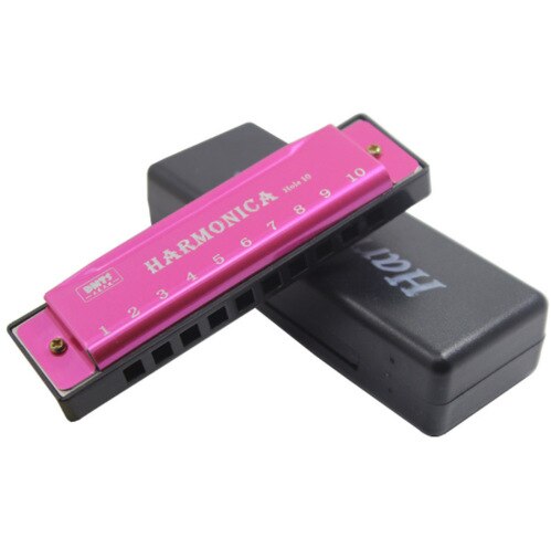 Harmonica à 10 trous et 20 tons,orgue de bouche diatonique en do, pour blues, jazz, pour l&#39;éducation précoce des bébés, l&#39;entraînement au sens musical,: Pink