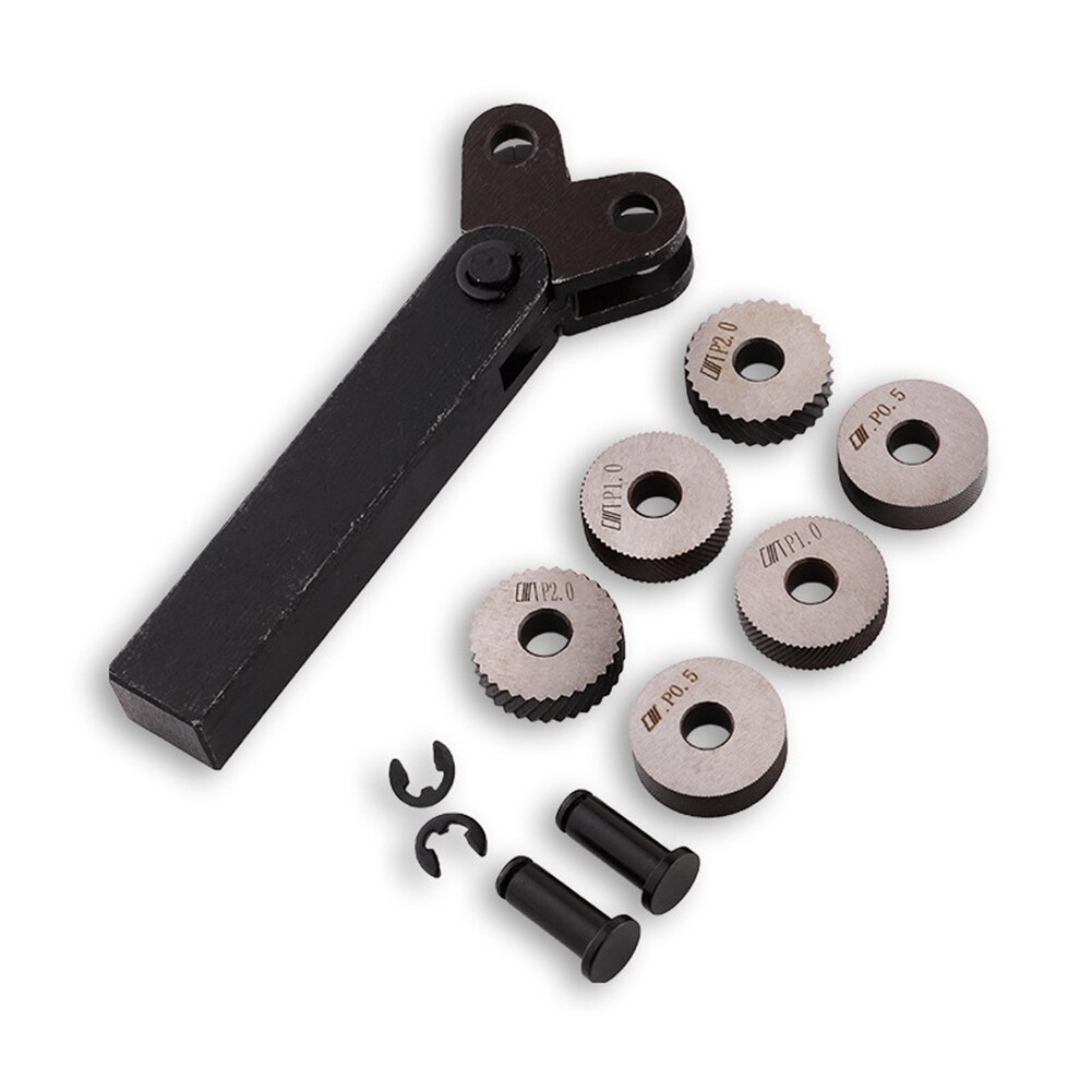 7PCS Linear Knurl Dual Wheel Knurling Holder Hob Set Inner Hole Hand Tools HSS Lathe Cutter Supplies Diagonal Wheel Knurling