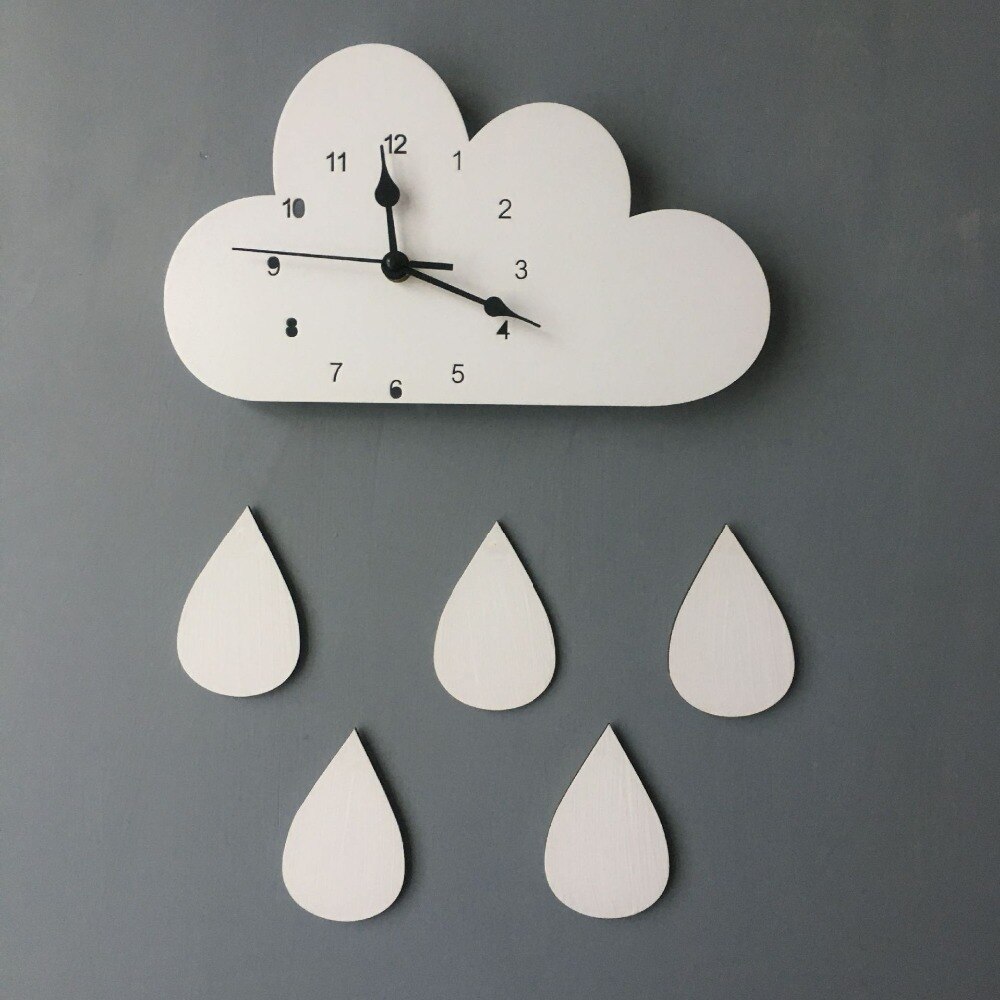 Ins explosie modellen Nordic thuis cloud raindrop klok cartoon Baiyun stille klok muur kinderkamer decoratie