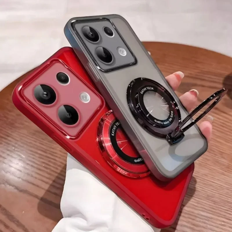 For Magsafe Magnetic Stand Holder Silicone Case For Funda Motorola Moto G15 G56 G05 G85 G35 G75 G86 G84 G53 Transparent Cover