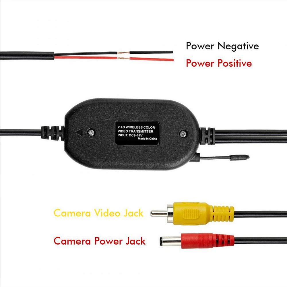 Reverse Parking Backup Cam Monitor 2.4G Wireless RCA Video Transmitter Receiver Adapter Kit Rear View Camera Parking Sensor