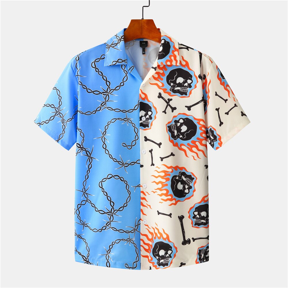 OSCN7 Casual Gedrukt Korte Mouw Mannen Straat Hawaii Strand Oversize Vrouwen Mode Harujuku Shirts Voor Mannen XQ90