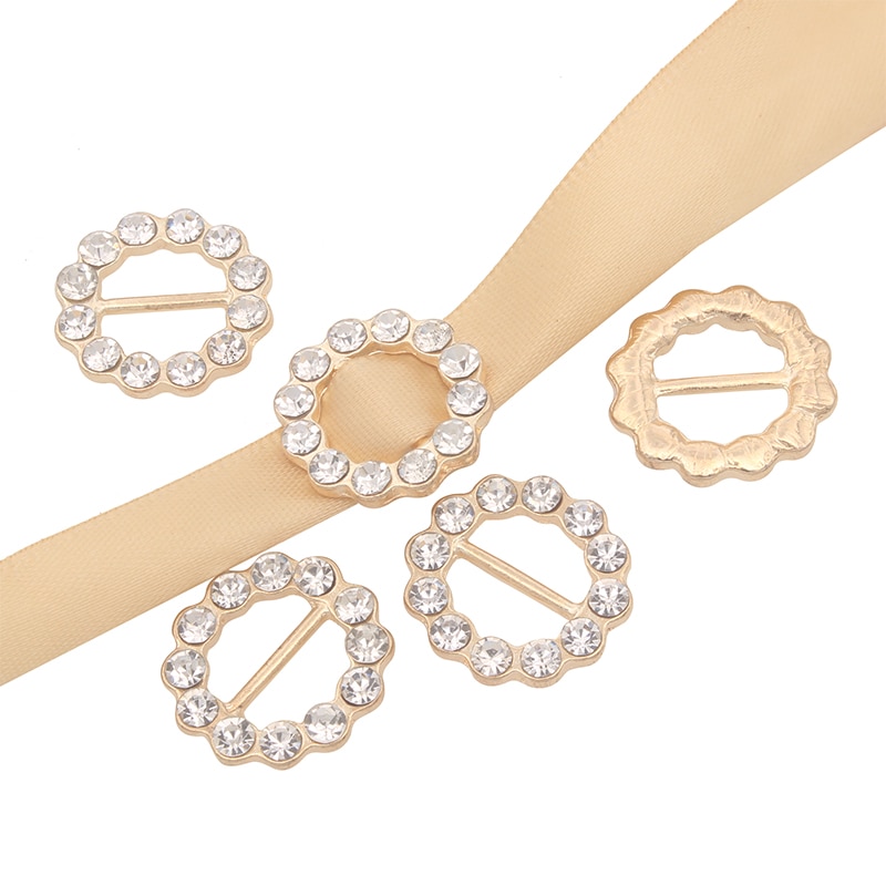 19mm Gold Rhinestone Buckles For Wedding Invitation Card Decoration Ribbon Slider Accessories DIY Hairbow Manualidades 50pcs/lot