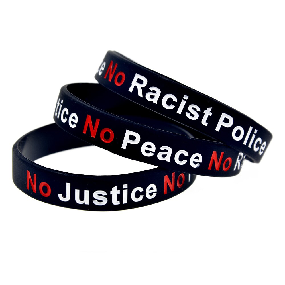 Obh 50 stk ingen retfærdighed ingen fred ingen racistisk politi silikone gummi armbånd
