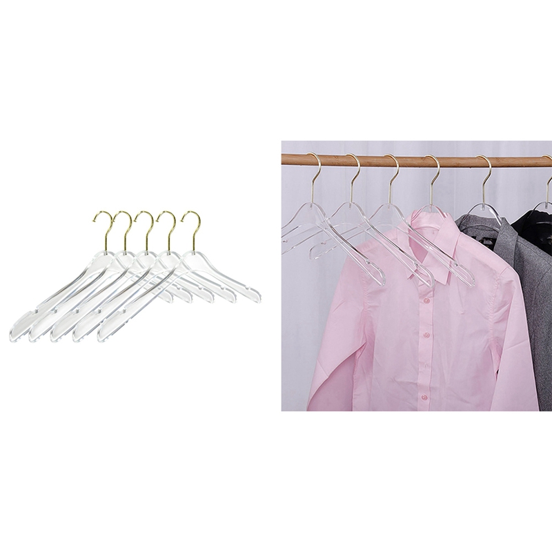 Clear Kleerhangers Met Gouden Haak, Transparante Shirts Jurk Hanger Met Inkepingen Voor Lady Kinderen