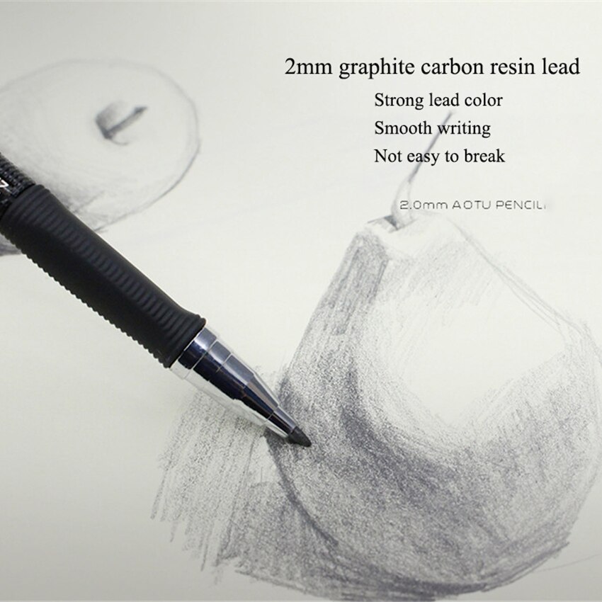 1PC 2.0mm Automatic Pencil Writing Mechanical Pencils For Student Drawing Stationery Supplies, Pen Cap With Pencil Sharpener