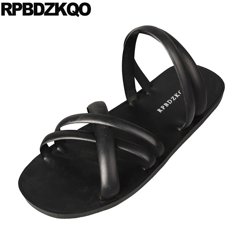 Schoenen Maat 47 Water Zwarte Mannen Gladiator Sandalen Zomer 46 Grote Rubber Strap Romeinse Waterdichte Slides Casual Slippers Platte Runway