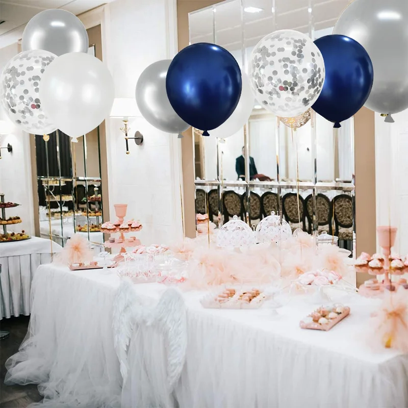 Juego de globos azul marino para decoración de bodas y fiestas de cumpleaños