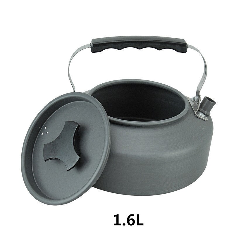 XC aluminium czajnik kempingowy 1.1L/1.6L na wolnym powietrzu kawiarka kemping zastawa stołowa zestaw robić gotowania na piknik podróże piesze wycieczki: 1.6L czarny