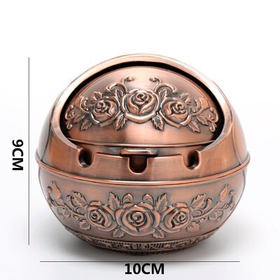 Creatieve Draagbare Legering Ronde Bal Asbak Auto Asbak Mini Asbak Relief Stamped Patroon Cadeau voor Outdoor Indoor: 5
