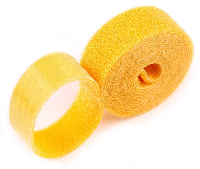 2 meters Reusable Adhesive Closure Tape Back to Strong Hook and Loop Fasteners Cable Ties Curtain Fastener Magic Tape: 20mm Yellow