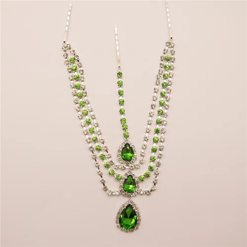 Exquisito colgante de diamantes de imitación multicapa a la , cadena para la cabeza, joyería de cadena para la frente de cristal para boda y mujer