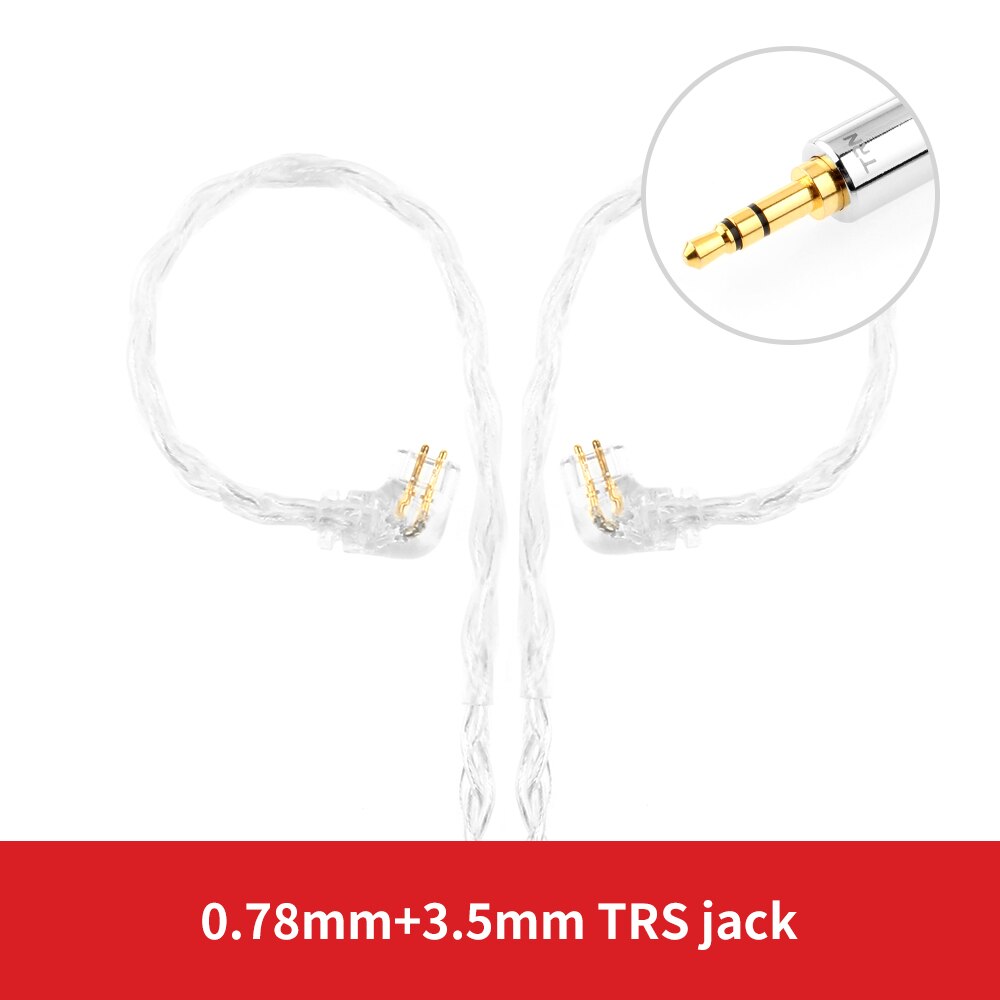 Trn  t3 8- kärnig rent silverkabel 2.5/3.5mm med mmcx /2- polig kontakt uppgraderad kabel hörlurskabel för trn  v90 v80 v10 ba5 st1: Cpin 0.78 3.5mm