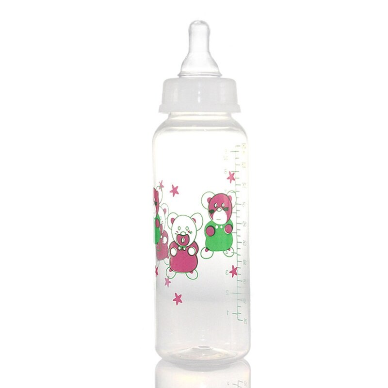 250Ml Cartoon Pasgeboren Baby Fles Baby Kinderen Leren Voeden Drinken Fles Kids Standaard Kaliber Pp Flessen Willekeurige Kleur