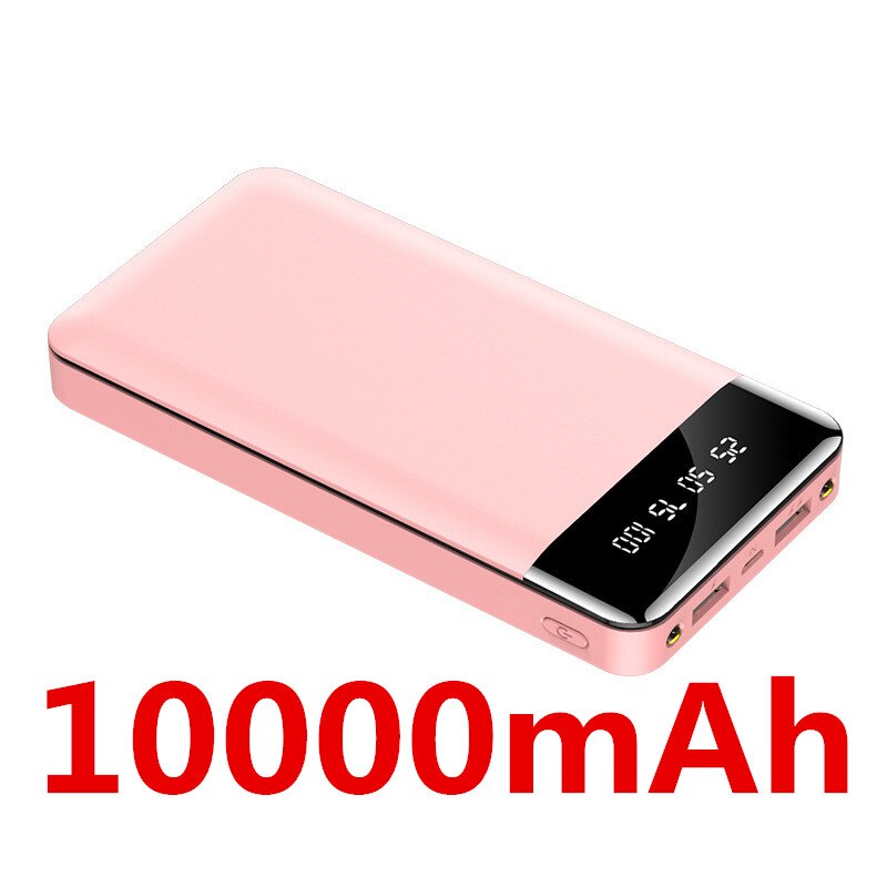 80000mah large capacity power bank portable digital display external battery charger power bank suitable for Xiaomi IPhone: Pink-10000mah