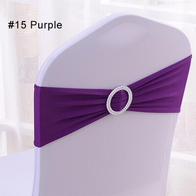 4 Pieces Wedding Spandex Chair Sashes Gold Pink Orange Yellow Chair Sash Bands Bow Wedding Party Birthday Chair Decoration: 15 Purple