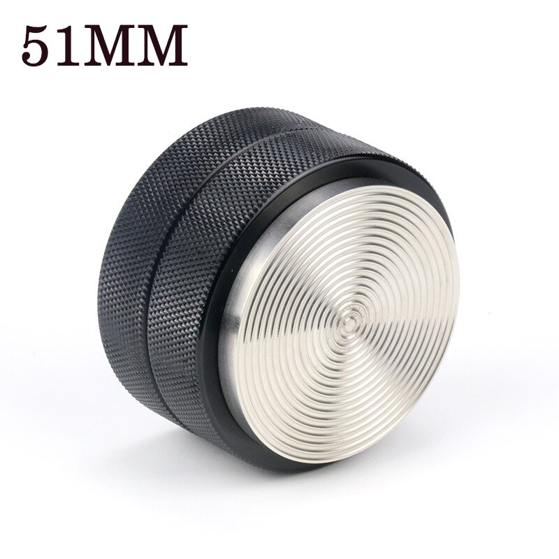 51/53mm Adjustable 304 Stainless Steel Coffee Espresso Tamper Macaron Convex Four Angled Slopes Base Trefoil Distribution Tool: Black(51mm)-C