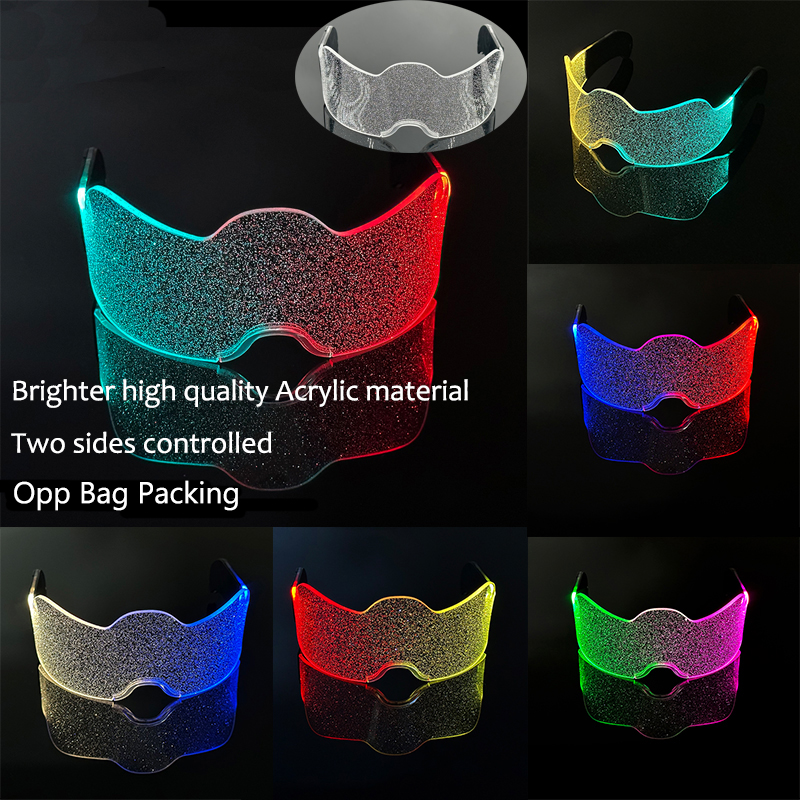 Gafas luminosas LED para de cumpleaños, lentes de neón con luz brillante de colores, accesorios intermitentes para Mascarada y concierto, Rave: Amarillo fluorescente