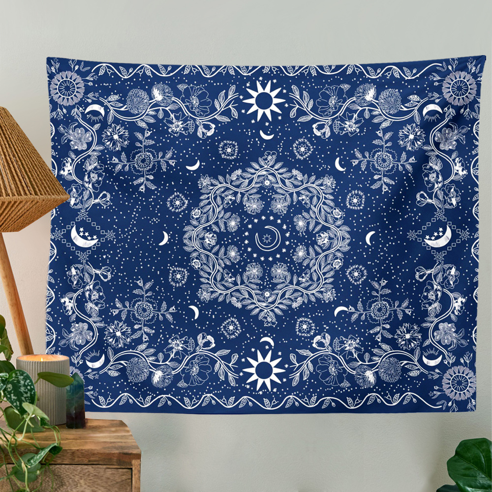 Psychedelic Celestial Sun Tapestry, Celestial Sun Moon Bohemian Poster Tapestry Wall Hanging Boho Hippie Beach Coverlet Curtain