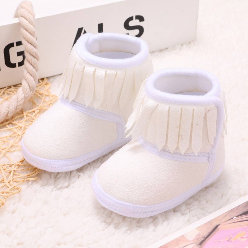 Schattige Baby Meisje Winter Snowboots Peuter Kwasten Soft Sole Crib Schoenen 0-18M: 27W / 7-12 Months