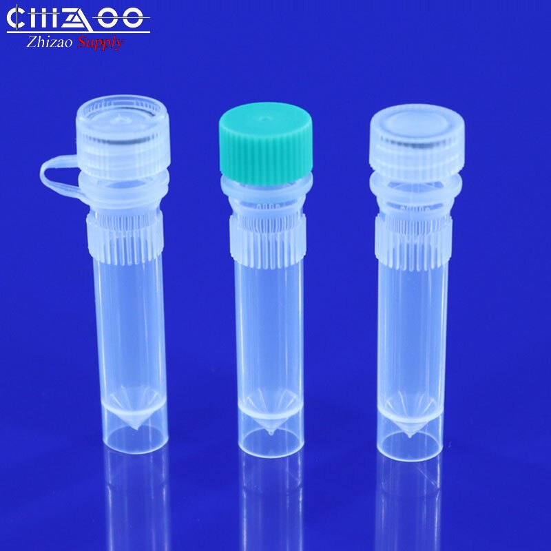 Criovial 1,5 ml, muestra de microtubos de plástico de pie con tapa roscada, tubos criogénicos