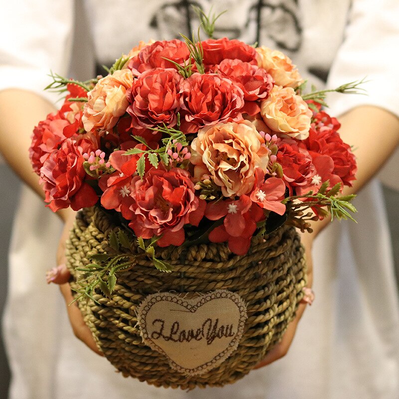 1 bunch peony artificial flowers plants Christmas false flower arrangemen Shooting props wedding decoration home decor