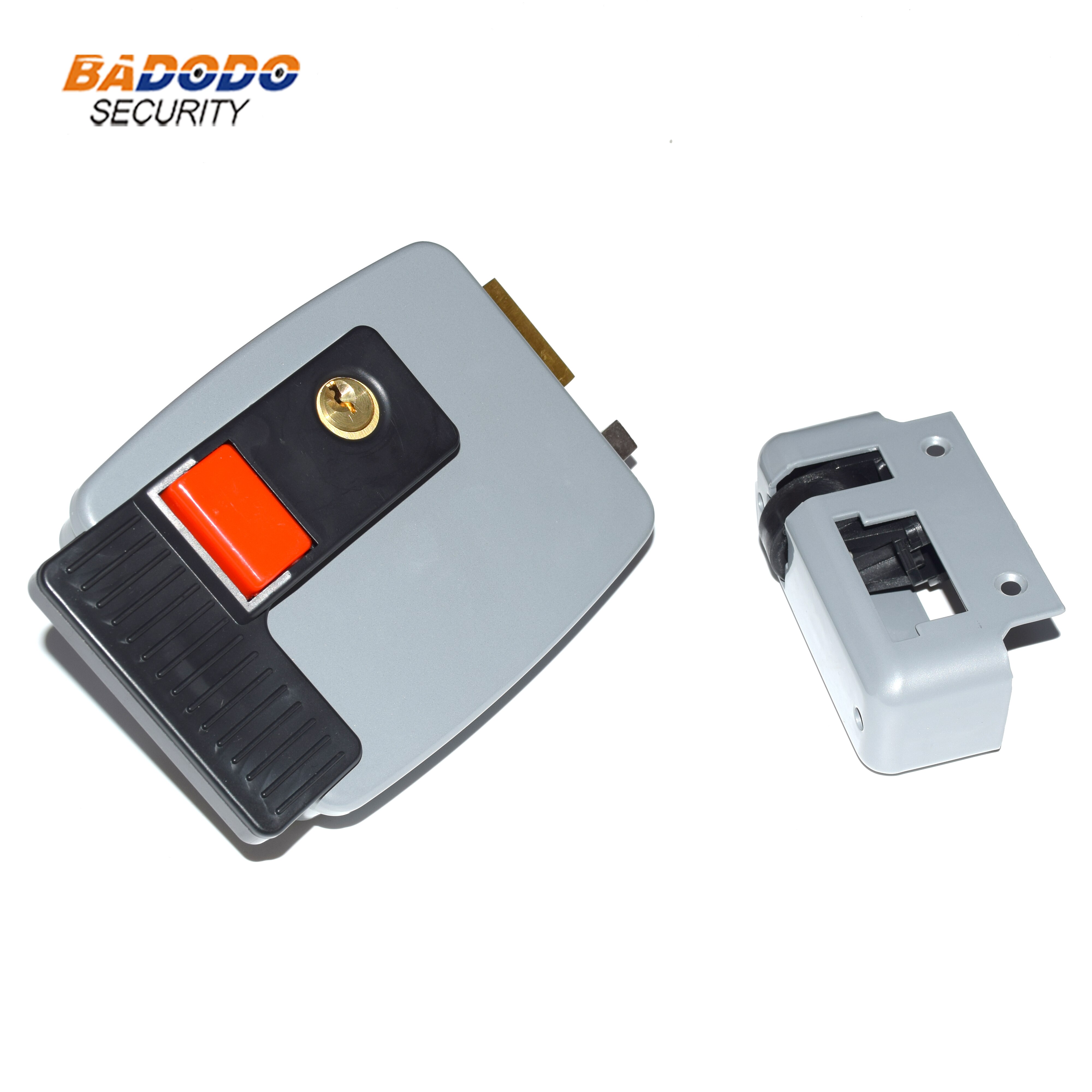 DC12V Electric lock stainless material with brass cylinder 5 mechanical key for metal wooden door access control