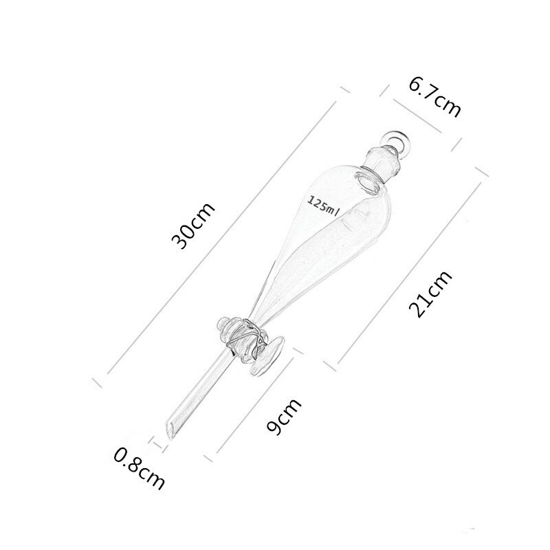 2 pieces/pack 125mL Glass Separating Funnel with Glass Stopper Screw Tap Separatory Funnel Laboratory Glassware