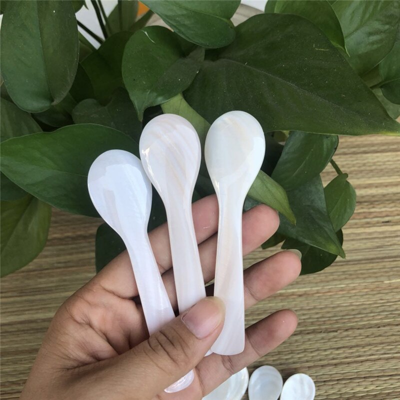Cuillère à café blanche à coquille naturelle 13CM, cuillère à condiments pour Restaurant hôtel cuillère à Dessert au miel cuillère à Caviar
