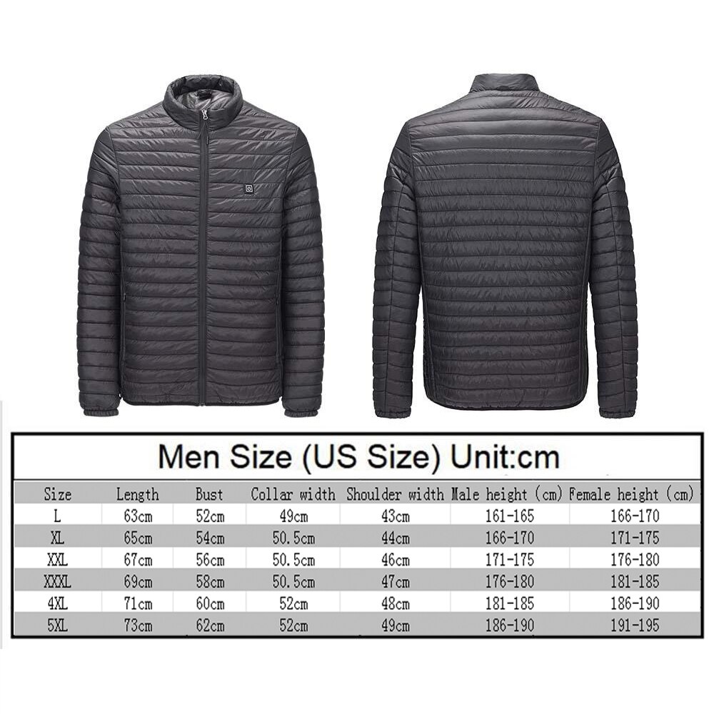 USB Heated Coat Temperature Ajustable Winter Waterproof Windproof Pocket Washable Intelligent Electric Vest Heated