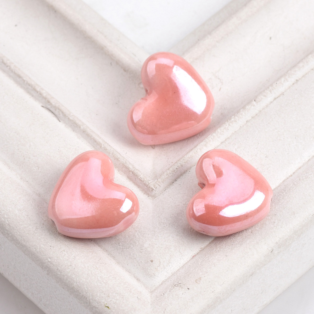 10 Uds. De cuentas sueltas de porcelana de cerámica esmaltada brillante hechas a mano con forma de corazón de 15x13mm para fabricación de joyería, accesorios para manualidades DIY: Multicolor
