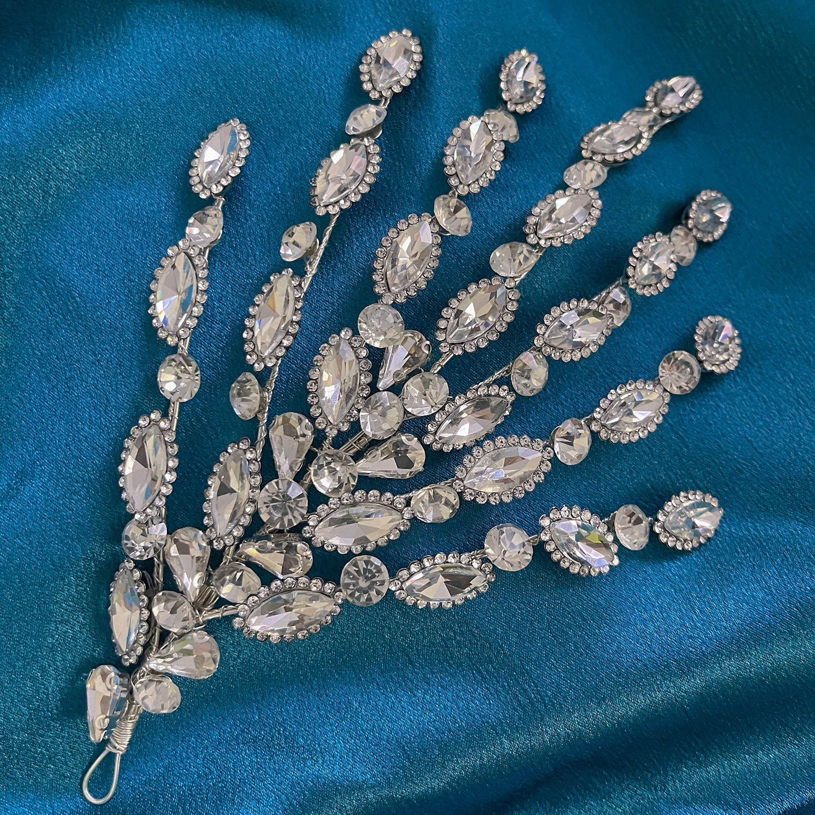 A422 pieza de pelo de novia de plata, diademas de boda brillantes, Tiaras hechas a mano, accesorios para el cabello de boda, joyería para la cabeza, tocado de novia: Marfíl