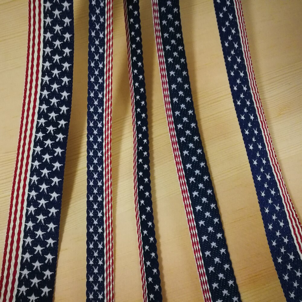 1cm (0.4 inch) breed 50 yards sterren streep jacquard singels riem Amerikaanse vlag jacquard polyester bandjes