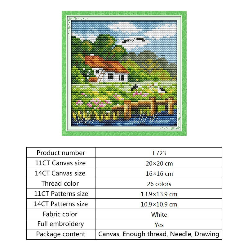 Seizoenen landschap 14ct 11ct count print canvas stof borduurpakketten doe-het-zelf knutselen kruissteekpakket handwerk borduurpatronen: Kruissteek -f723 / 11ct bedrukte canvasdoeken